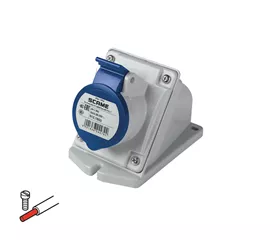 CEE-Wandsteckdose schräg mit Schraubanschluss, 16 A, IP44|54